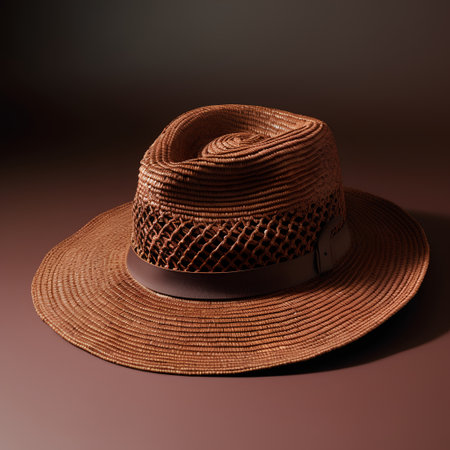 Brown hat isolated on a brown background. 3d rendering illustration.の素材