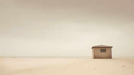 house on the beach in a cloudy day, 3d render illustrationの素材