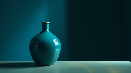 Blue vase on a blue background. 3d render. Mock upの素材
