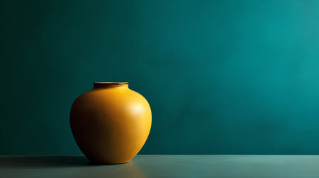 Empty ceramic vase on a dark green background. 3d renderingの素材