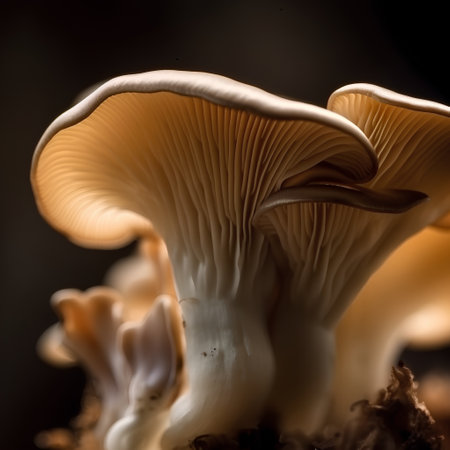 mushroom in the forest on a dark background close-upの素材