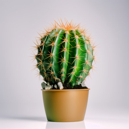 Cactus in a pot on a white background. 3d renderingの素材