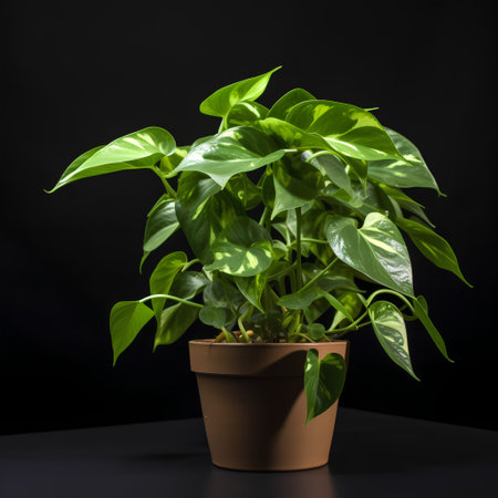 Beautiful houseplant in a pot on a black background. House plants.の素材