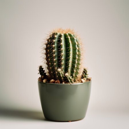 Cactus in a pot on a light background. Minimal style.の素材