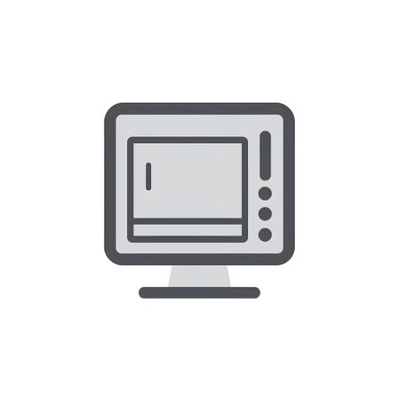 Computer monitor icon. Vector illustration, flat design. Isolated on white backgroundの素材
