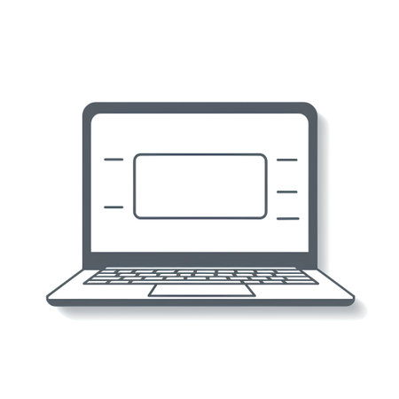 Laptop with blank screen on the white background. Vector illustration.の素材