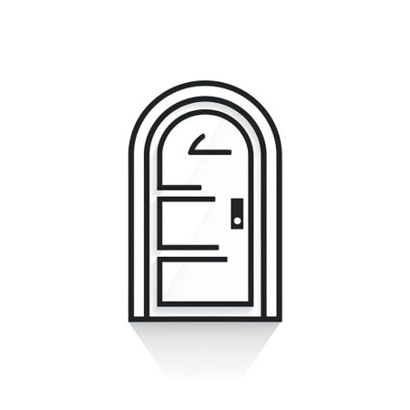 Door line icon. Vector linear illustration of entrance to house.の素材