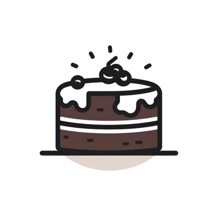 Birthday cake icon in line style. Vector illustration on white background.の素材