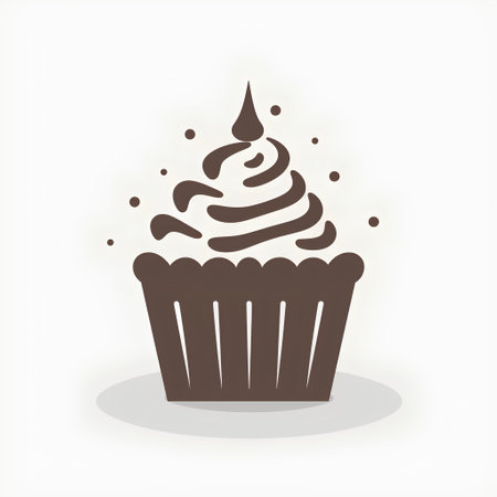 Cupcake icon in flat style on white background. Vector illustration.の素材