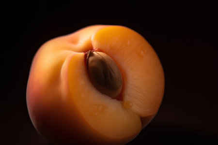 Ripe apricot on a dark background. Macro photo.の素材