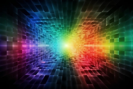 abstract colorful background with a glowing rectangle in the middle, illustrationの素材