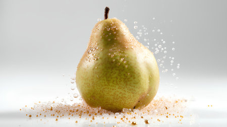 Pear with water drops isolated on white background. 3d illustration.の素材