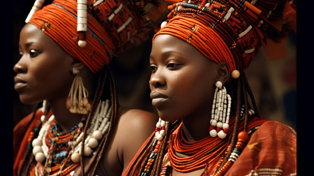 Portrait of a beautiful African woman wearing traditional clothes and jewelry.の素材