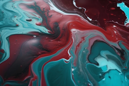 abstract background of blue and red paint, closeup of photoの素材