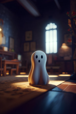 Ghost in the church. Halloween concept. 3D Rendering.の素材