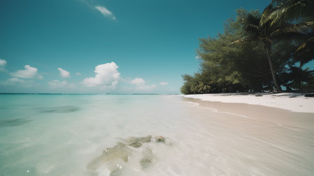 Beautiful tropical beach and sea with coconut palm tree - Vintage Filterの素材
