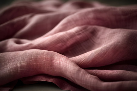 Crumpled pink fabric. Closeup. Selective focus. Toned.の素材