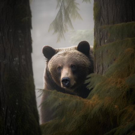 Brown bear in the forest. Wildlife scene. Animal in nature.の素材