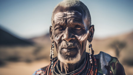 Portrait of an old man from the tribe of Hamar in Namibiaの素材