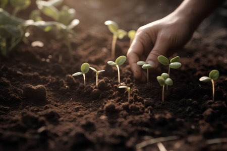 Young seedling illustrating concept of new life and investment in green businessの素材