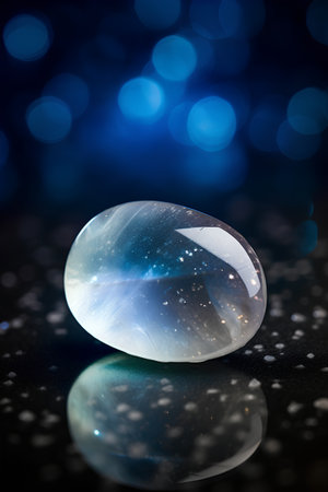 close up of a natural gemstone on black background with bokeh effectの素材