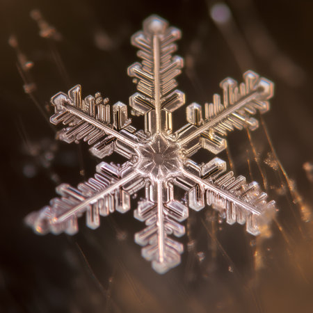 Snowflake on a dark background. 3d rendering, 3d illustration.の素材