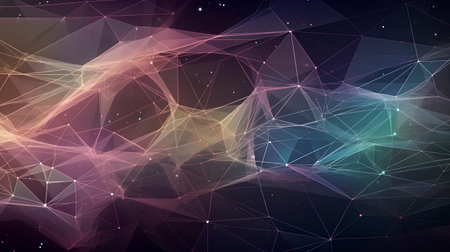 Abstract polygonal space low poly dark background with connecting dots and lines. Connection structure.の素材