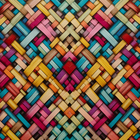 Colorful woven rattan background. Close up of wicker texture.の素材