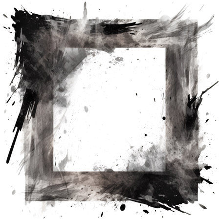 Watercolor square frame on a white background. Grunge design element.の素材