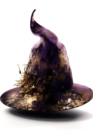 Witch hat isolated on a white background. 3d render.の素材