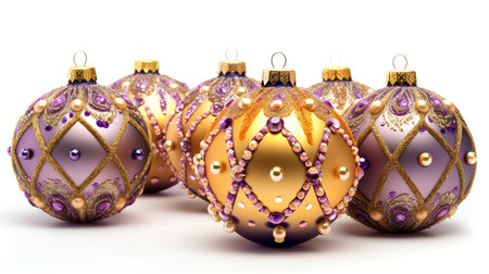 Christmas baubles isolated on white background. 3d rendering.の素材