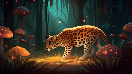 Leopard in the forest. Vector illustration of a wild animal.の素材