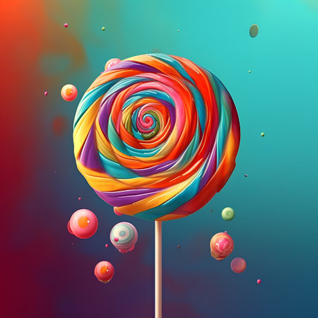 Colorful lollipop on a colorful background. 3d renderingの素材