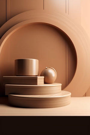 3d render of podium for product presentation in brown tone. Abstract background.の素材