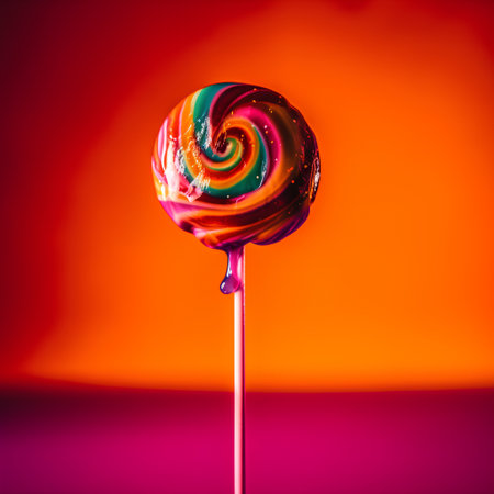 Colorful lollipop on a colorful background, close-upの素材