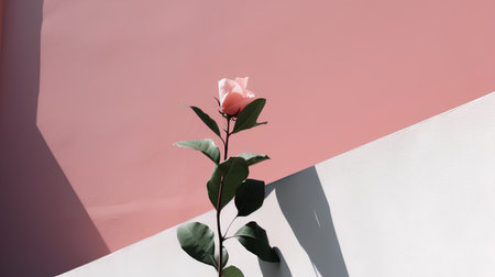 Pink rose on a pink background. Minimal concept. 3d renderの素材