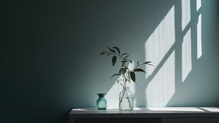 Minimalistic interior design with a vase and a plant. 3d renderの素材