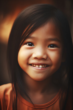 Portrait of a smiling little asian girl looking at camera.の素材