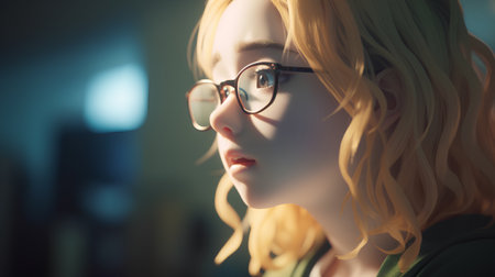 Closeup portrait of a female mannequin wearing eyeglassesの素材