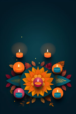 Happy Diwali festival of lights background with diya. Vector illustrationの素材