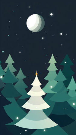 Christmas background with fir trees and moon. Vector illustration. Eps 10の素材