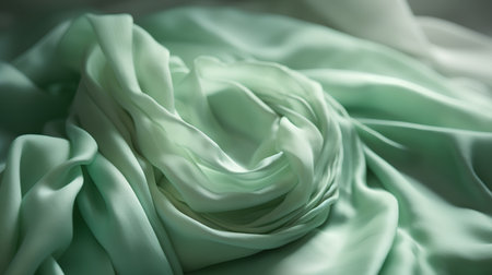 Photo for closeup of green satin fabric texture background with blur vignette - Royalty Free Image