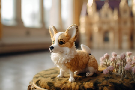 Welsh corgi dog in the room. Selective focus.の素材