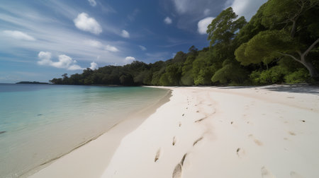 Beautiful white sand beach at Seychelles - nature backgroundの素材