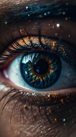 Macro shot of human eye with glowing iris. Vision conceptの素材