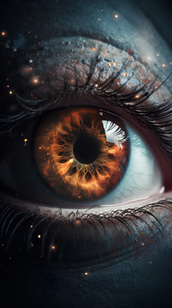 Eye in space, computer generated abstract background, 3D rendering.の素材