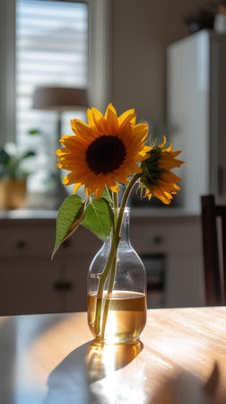 Sunflower in a vase on the table. Sunflowers in the interior.の素材