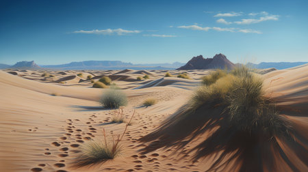 Desert landscape. 3d render. Computer generated image. Sand dunes.の素材