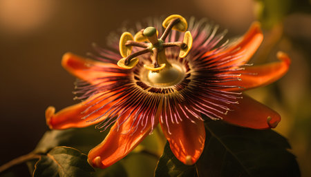 Close up of Passion fruit flower (Passiflora caerulea)の素材