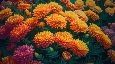 Colorful chrysanthemum flowers. Floral background.の素材